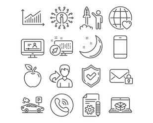 graph smartphone and launch project icons secure vector image
