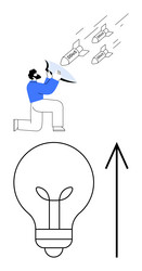 man defending with shield from data breaches above vector image