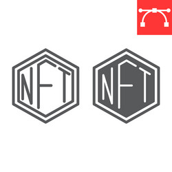 Nft line and glyph icon token blockchain non vector