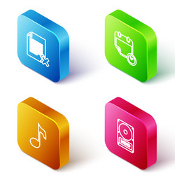set isometric line delete file document calendar vector image