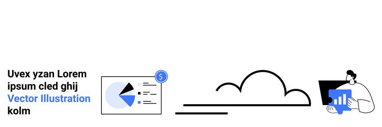 data analysis with charts and cloud storage vector image