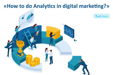 Isometric businessmen make a digital marketing vector