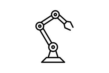 Robot arm icon related to device artificial vector