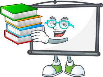 student with book empty project screen on white vector image