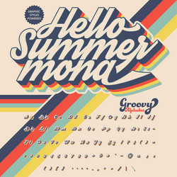 groovy script retro bold font alphabet vector image