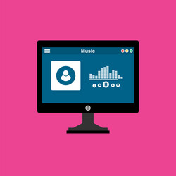 media player application app template with flat vector image