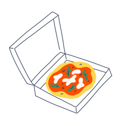 pizza in box doodle open container vector