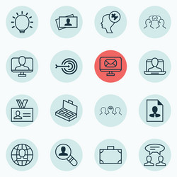 set of 16 business management icons includes vector