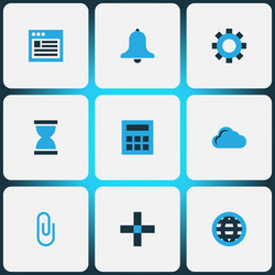 user icons colored set with browser globe cloud vector image