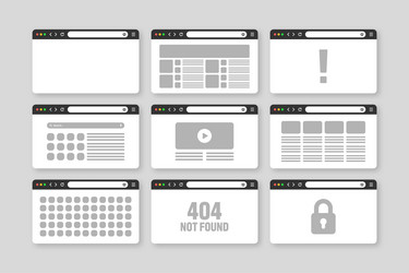 web browser window pages layout with toolbar vector image