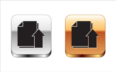 black upload file document icon isolated on white vector image