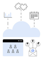 cloud collaboration system with email networking vector image