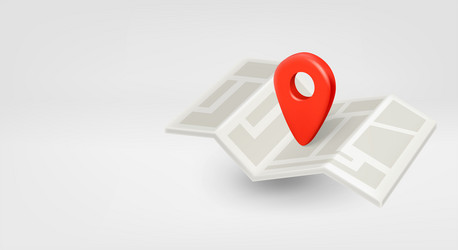 Location pointer on paper map 3d banner with copy vector