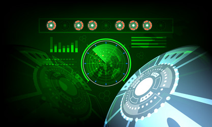 radar screen digital interface with world map vector image