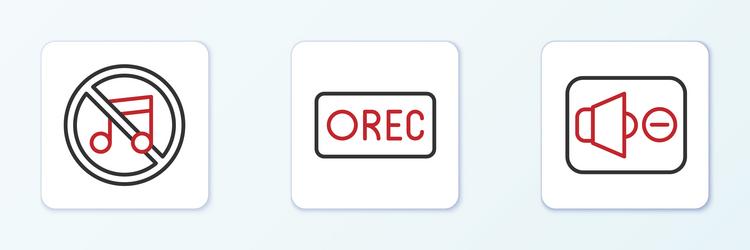 set line speaker mute and record button icon vector image