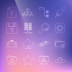 set line ufo flying spaceship unknown directory vector image