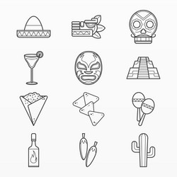 variety mexican elements set vector