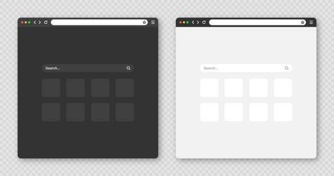 blank web browser window with toolbar and search vector image
