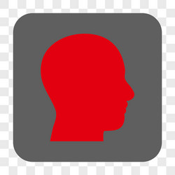 head profile rounded square button vector image