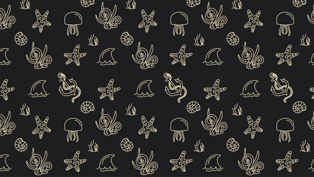 seamless pattern with shells and fish vector image