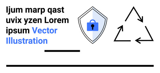 secure shield with lock icon and recycling symbol vector image