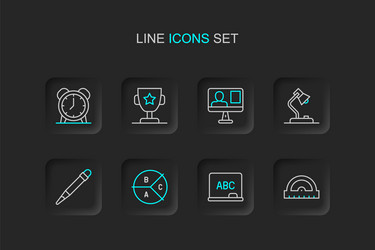 set line protractor grid chalkboard pie chart vector image