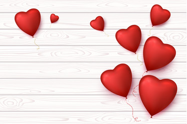 valentines day wooden banner with heart balloons vector