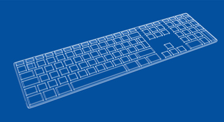 3D Computer Keyboard Outline vector image