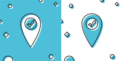 black map pointer with check mark icon isolated vector image
