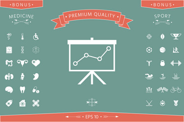 flip-chart projection screen with a graph vector image