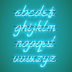 glowing blue neon lowercase script font vector image