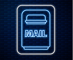 glowing neon line mail box icon isolated on brick vector image