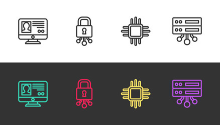 set line create account screen cyber security vector image