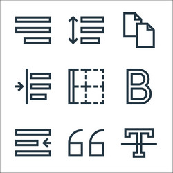 text editor line icons linear set quality vector