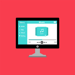 media player application app template with flat vector image
