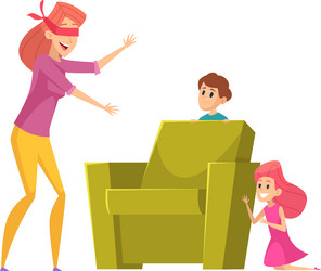 Mother playing with kids happy family time vector