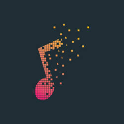 Pixel music note tyechnology logo Royalty Free Vector Image