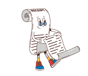 retro groovy purchase receipt character y2k scroll vector image