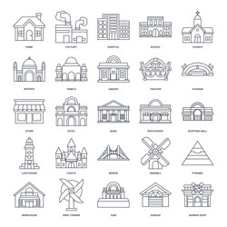 A detailed representing diverse building types Vector Image