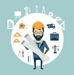 Architect with Blueprints vector image