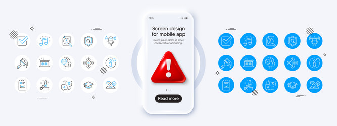 checkbox music making and inspect line icons vector image