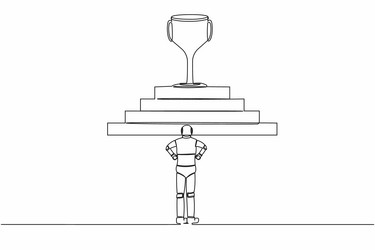continuous one line drawing robot standing vector image