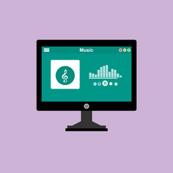 media player application app template with flat vector image