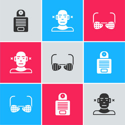 set intercom deaf and blind glasses icon vector