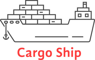 Black cargo ship icon with shadow Royalty Free Vector Image