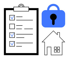 checklist with secure lock and house symbol vector image