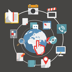 flat design modern web media network concept vector image