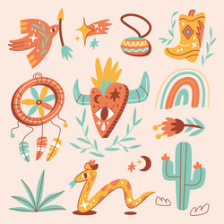 Hand drawn boho elements set Royalty Free Vector Image