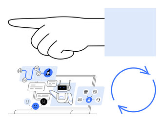 hand gesture chatbot interaction and circular vector image