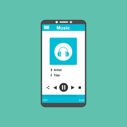 media player application app template with flat vector image